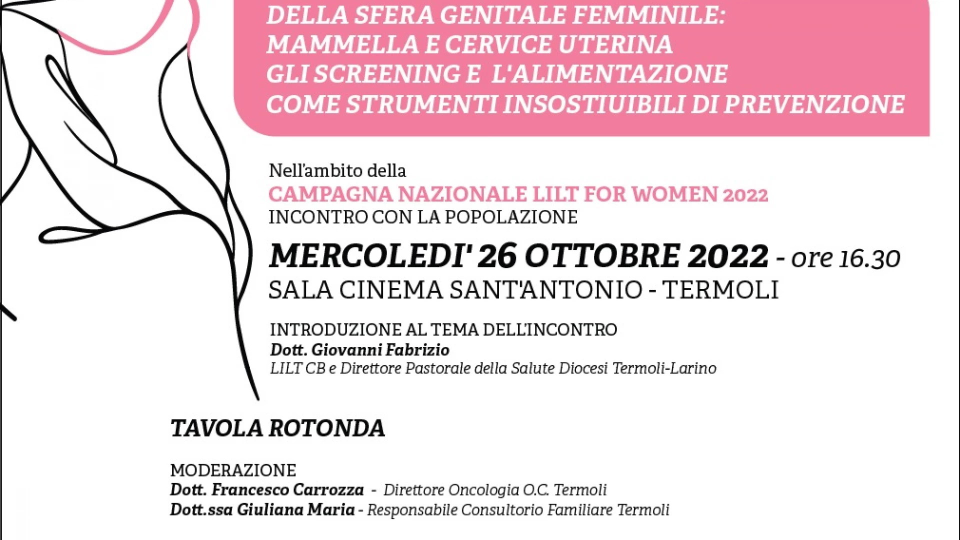 Termoli: Campagna Nastro Rosa 2022, in programma un focus sull’importanza degli screening oncologici.